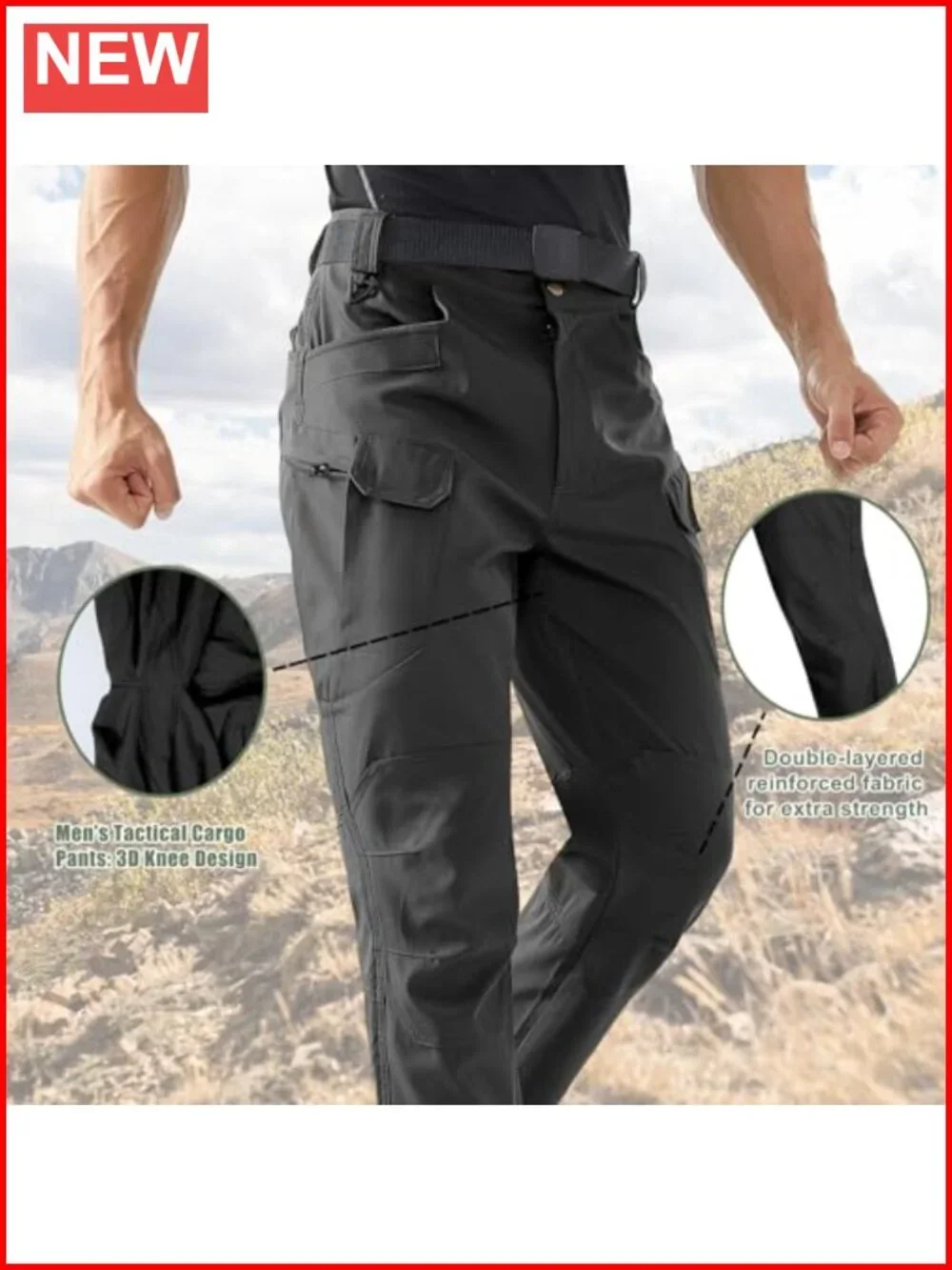 Men's Cargo Hiking Pants Tactical Work Utility Trousers 10 Pockets